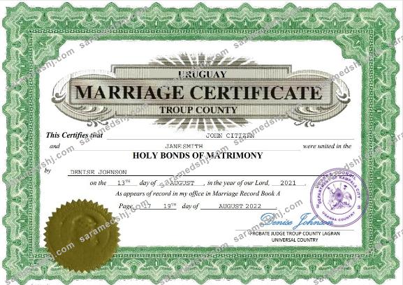Uruguay marriage certificate Word and PDF template